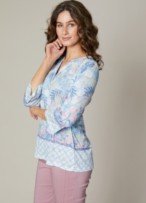 Jessica Graaf Notch Neck Floral Printed Top